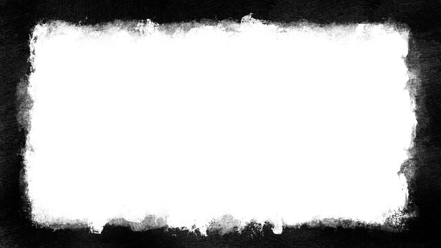 Rectangular border frame with sharp distressed brush strokes. Hand drawn rough paint box background for creative poster layout and photo decoration.