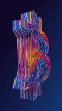authentic human lifestyle concept Colorful 3D Bitcoin Symbol Animation. Abstract Cryptocurrency BTC Logo in a futuristic, artistic style. Digital currency and blockchain technology concept video. mode