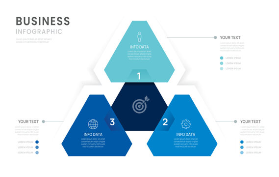 Venn diagram infographic chart template for business 3 parts options, presentation with icon elements vector illustration.