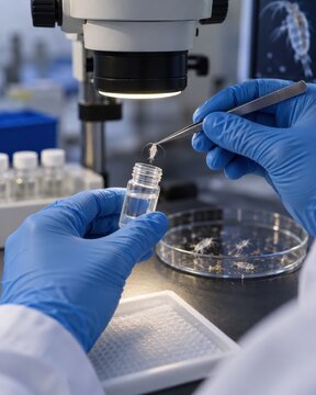 Benthic baseline survey sample analysis in marine biology laboratory
