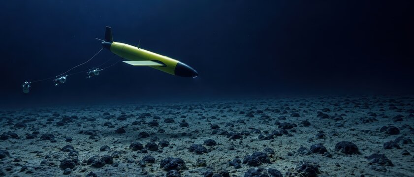 Autonomous underwater vehicle conducting benthic baseline survey in deep sea