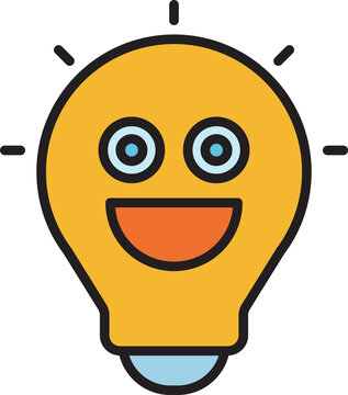 Happy Smiling Bulb Emoji Icon
