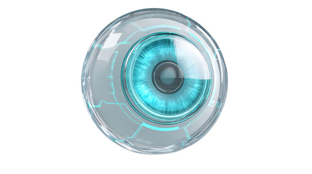 Biometric eye iris scanner icon glowing blue