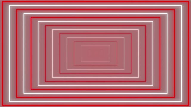 Abstract background with repeating red and white rectangle frames creating a deep tunnel effect for modern graphic design and digital projects