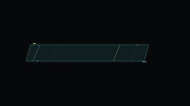 Futuristic Sci-Fi Lower Third Graphic Element with Glowing Cyan and Green Geometric Shapes on a Dark Background, Ideal for Modern Video Broadcast, Technology News, or Gaming Stream Overlays