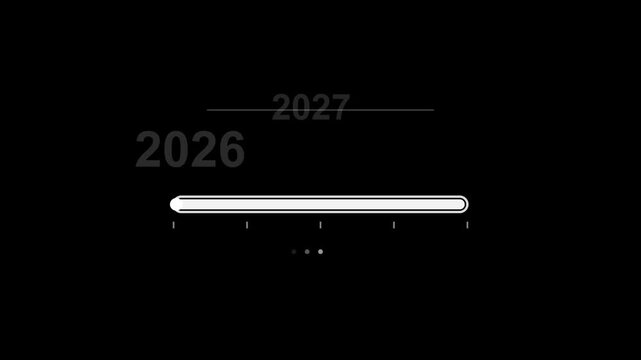 2026 to 2027 Progress Bar Countdown Animation for New Year Celebration Digital Interface Motion Graphic.