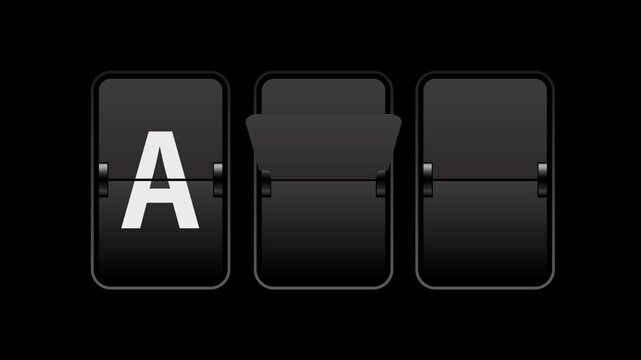 Flip text animation of a board showing the word ads with transparent background video & looping alpha channel.