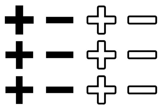 plus minus arithmetic symbol icon set vector