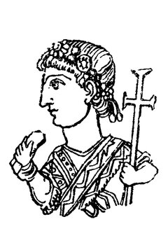 Valentinian III, 419&ndash;455, Roman emperor of the West known for murdering general Aetius, old vintage illustration, 1894