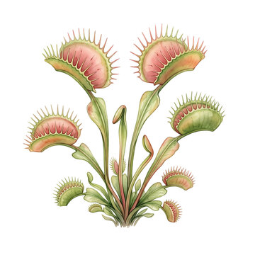 Venus flytrap plant illustration with transparent background for botanical and scientific presentations