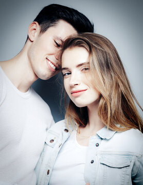 Love. Young couple hugs, have fun and vibing together , polaroid film style. Togetherness, family, relationship