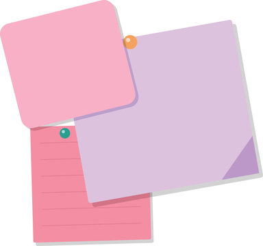 Set of colorful sticky notes with paper clips for office organisation
