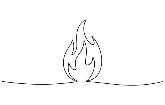 Continuous single line drawing of fire flame symbol Vector, illustration