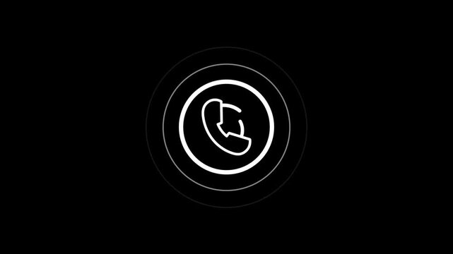 Phone button ringing signal screen animation isolated on black background