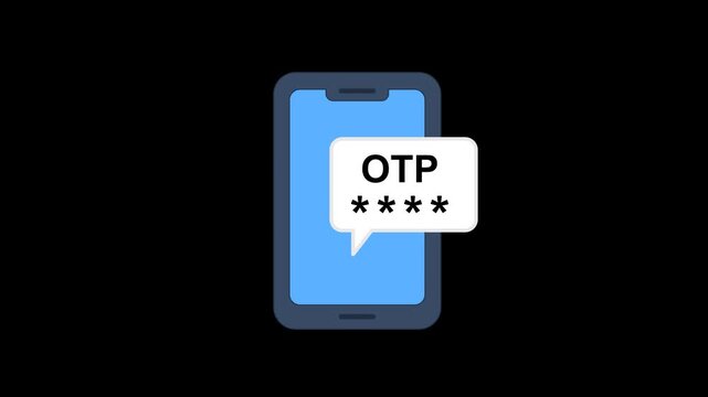 OTP One Time Password Banking Verification Security Icon Animation with Green Background. Full HD. 4K