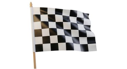 Fototapeta premium Checkered racing flag waving in bright studio lighting symbolizing victory and competition