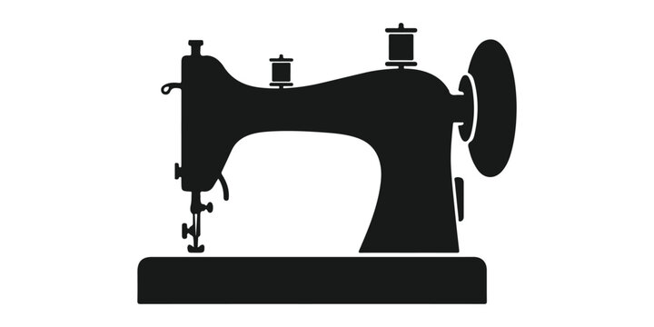 Black silhouette of a vintage sewing machine