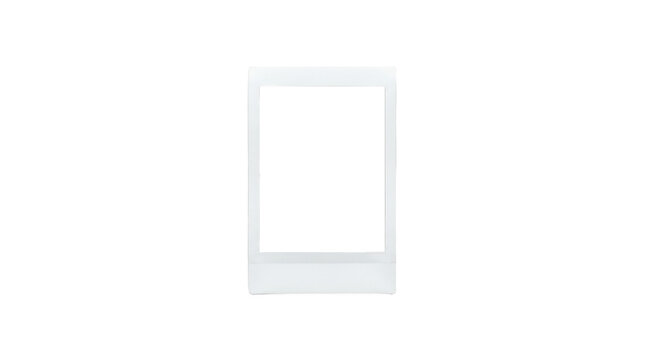 Blank white instant film photo frame isolated on transparent background