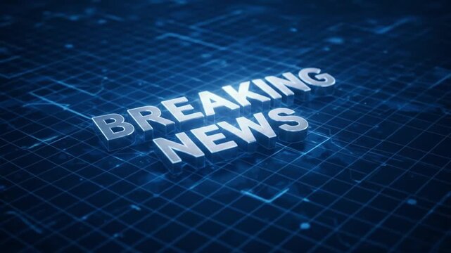 Breaking News Visual with Dynamic Blueprint Grid in Deep Blue Tones