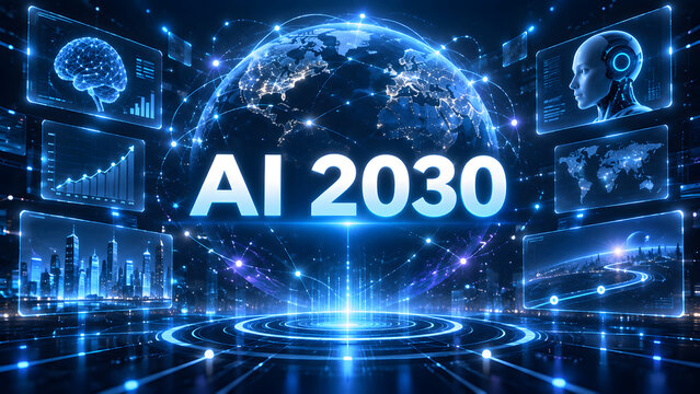 AI 2030 Future Artificial Intelligence Vision and Technology Concept