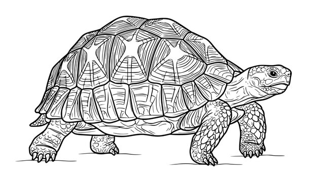 Indian Star Tortoise Shell Pattern Three Quarter Line Art Vector