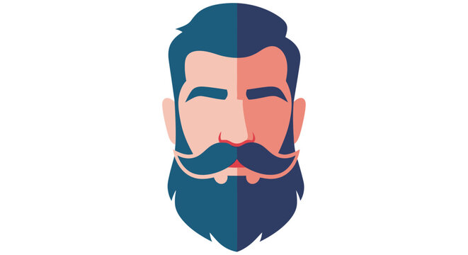 Stylized male face with beard and mustache a vector illustration on a white background