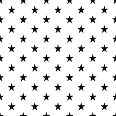 Fototapeta premium Seamless black star pattern on white background, minimalist monochrome star vector tile, repeating geometric star shape texture for paper design
