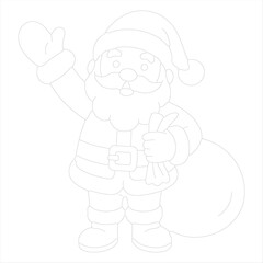 Fototapeta premium Santa Claus line art vector isolated on white background