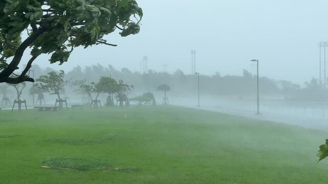 Powerful Hurricane Winds And Heavy Rain Batter Island During Landfall