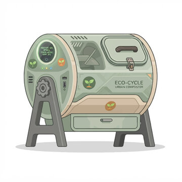 Futuristic automated urban composter device for eco-friendly recycling and organic waste management