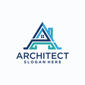 An artistic logo design representing architecture with stylized elements, symbolizing creativity, reliability, and structural integrity for service-oriented businesses.