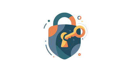 Fototapeta premium Padlock Shield Icon with Key Unlocking Digital Data Security Concept