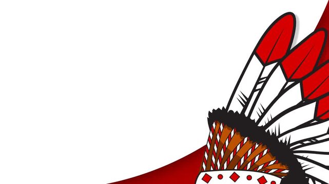 Native American Heritage Day Background Illustration with Copy Space featuring Traditional Feather Headdress.