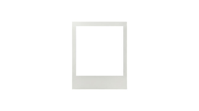Empty white instant photo frame isolated on transparent background