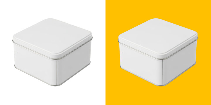 Square Blank Metal Tin Box for Product Packaging Mockup