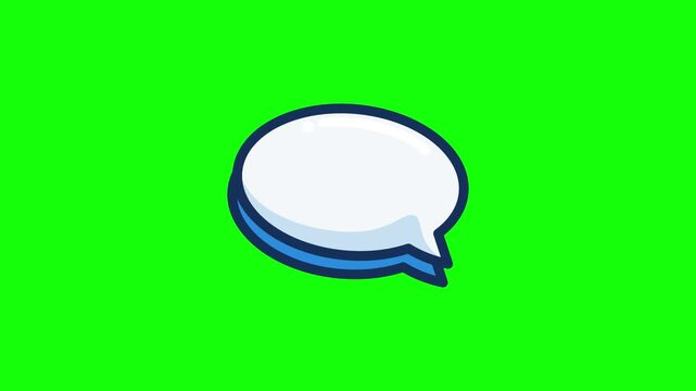 Comic speech bubble animation green screen background. Hand Drawn Boxy Speech Bubble. Icon speak symbol animation on transparent background