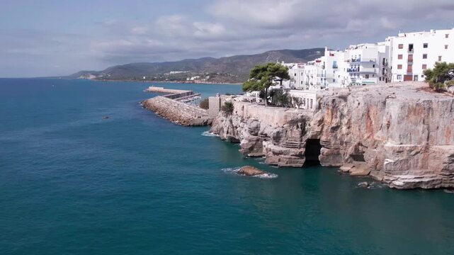 Aerial View of Coastal Cliffs and White Houses in Vieste Italy