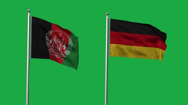 Afghanistan and Germany Waving Flags, 3D Illustration