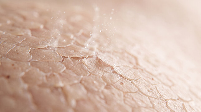 Dry Cracked Skin Surface showing Moisture Loss and Damaged Barrier 3D Illustration