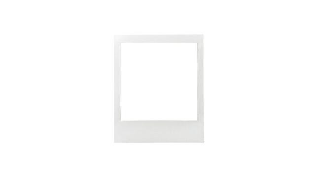 Empty white polaroid photo frame isolated on transparent background