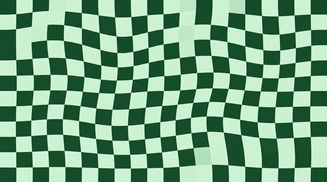 Abstract wavy checkered pattern in dark and light green colors with wavy background abstract design geometric background wavy lines distorted grid optical illusion modern art