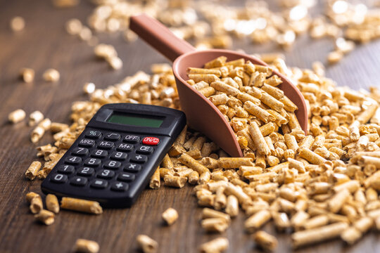 Wood Pellet Fuel Scoop With Calculator for Energy Cost Calculation and Biomass Heating Budgeting