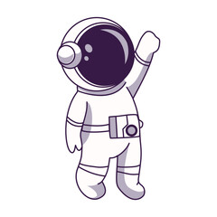 Fototapeta premium Cute Astronaut Character with Trendy Cartoon Design. Vector Illustration.