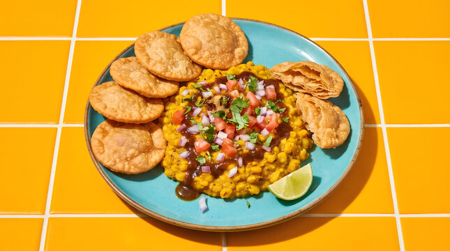 Dal pakwan served with crispy puri and chutney, Sindhi breakfast dish