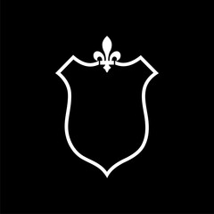 Shield fleur de lis sign icon isolated on black background © sljubisa
