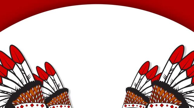 Native American Headdress Frame Animated Background for Heritage Day Celebration.