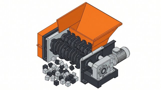 Heavy duty industrial shredder crushing materials with crusher machine waste recycling shredder