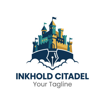 A vibrant and modern castle logo design representing Inkhold Citadel, conveying strength, security, and creativity for various business applications in branding.