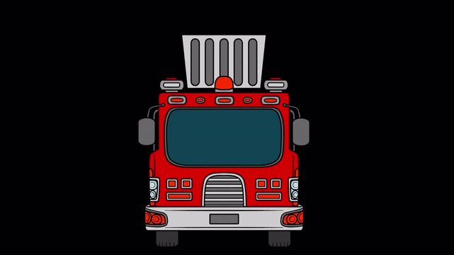 Red Fire Truck Front View with Alpha Channel
