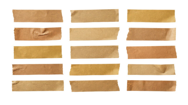 Strips of brown packaging tape isolated on transparent background